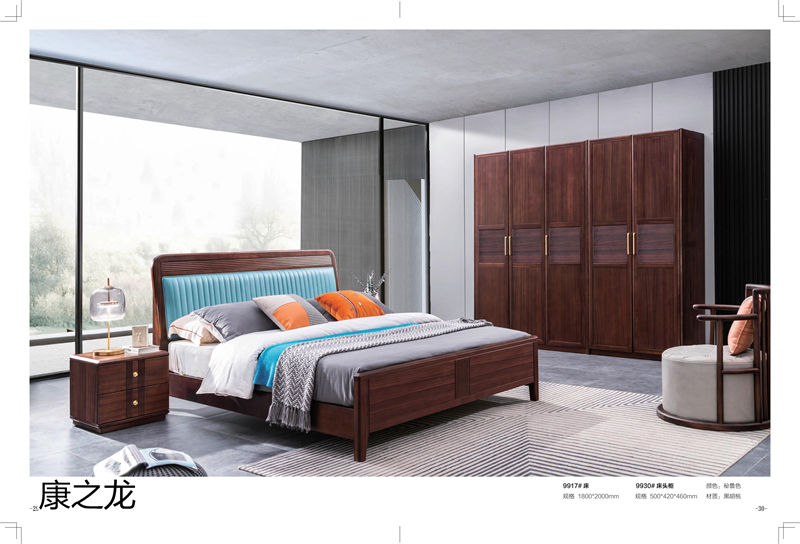 康之龍現代輕奢黑胡桃木家具