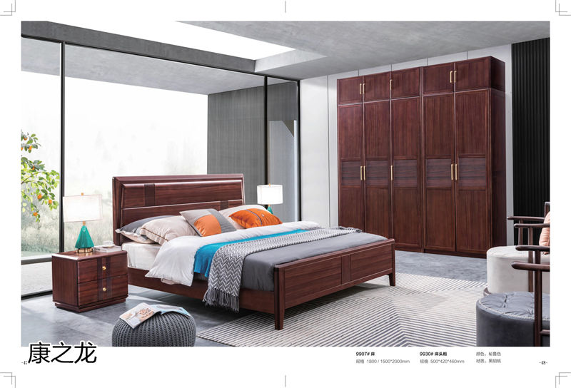 康之龍現代輕奢黑胡桃木家具