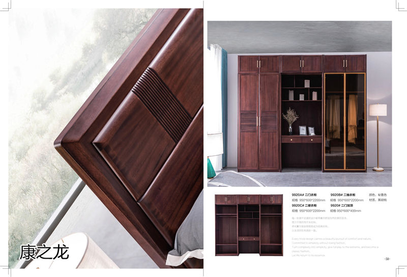 康之龍現代輕奢黑胡桃木家具