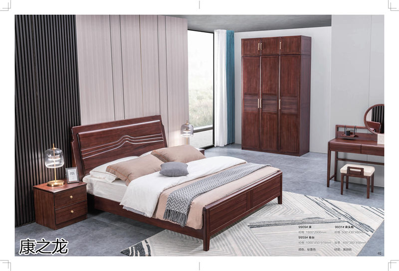 康之龍現代輕奢黑胡桃木家具