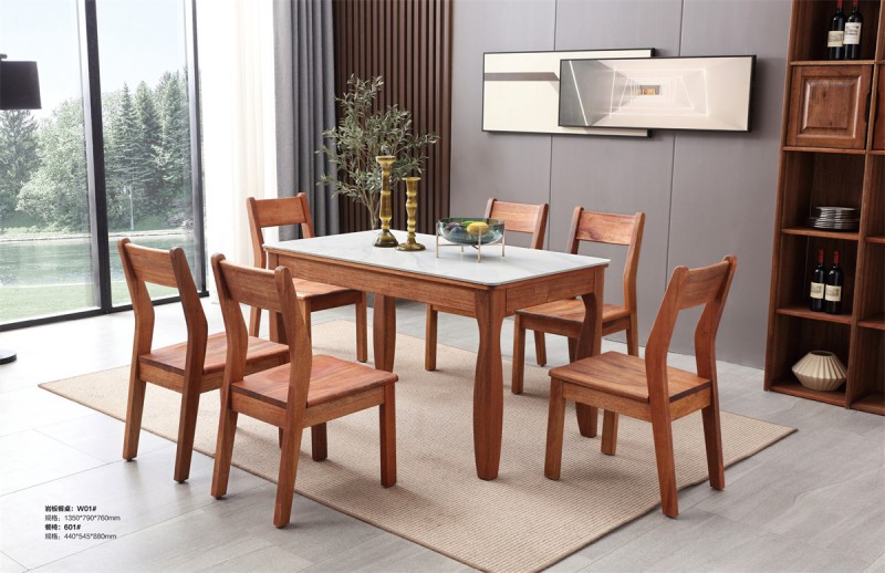 巖板餐桌W01#、餐椅601#