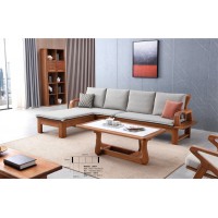 安德穩南美胡桃木木蠟油原木家具：轉角沙發L882#