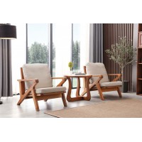 安德穩南美胡桃木木蠟油原木家具：休閑椅1012#、巖板圓幾W01#