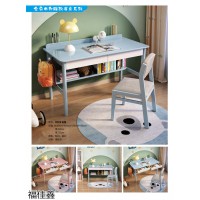 福佳鑫家具，南康兒童書桌，江西實木升降學習桌，奧米兔小戶型多功能帶書架書桌廠家