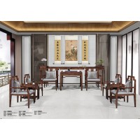 華軒新中式烏金木中堂神臺365#、八仙桌366#、中堂茶幾360#、中堂花架367#、中堂椅368#