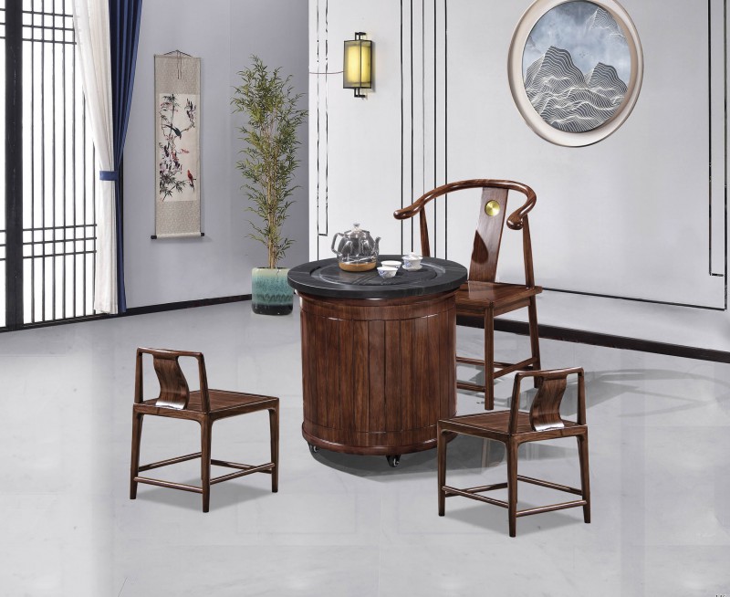 新中式烏金木陽臺小茶臺388#、副椅382#、副椅387#