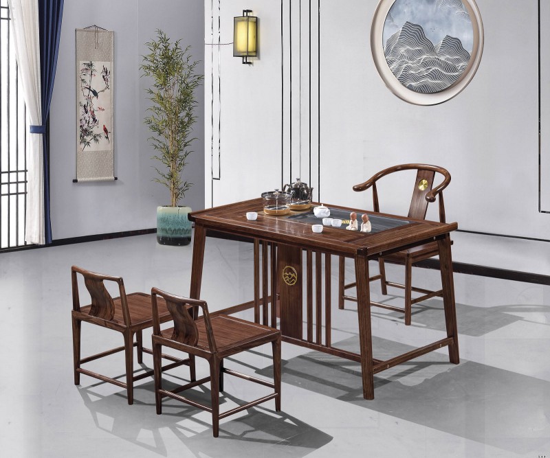 新中式烏金木茶臺387#、副椅382#、副椅387#