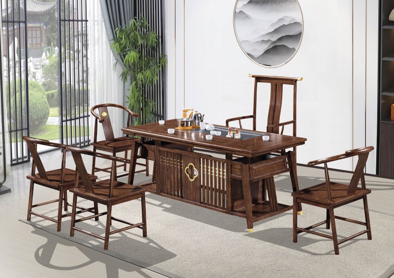 新中式烏金木茶臺383#、主椅381#、副椅382#