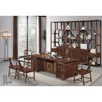 華軒新中式烏金木茶臺380#、主椅381#、副椅382#、博古架（左中右）396#