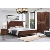 華軒新中式烏金木床360#、床頭柜363#、兩門衣柜348#