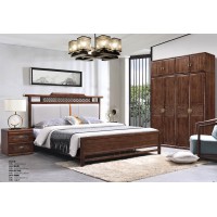 華軒新中式烏金木床351#、床頭柜266#、四門衣柜348#、頂箱柜347#