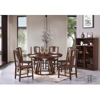 華軒新中式烏金木圓餐桌271#、餐椅276#、副柜126#