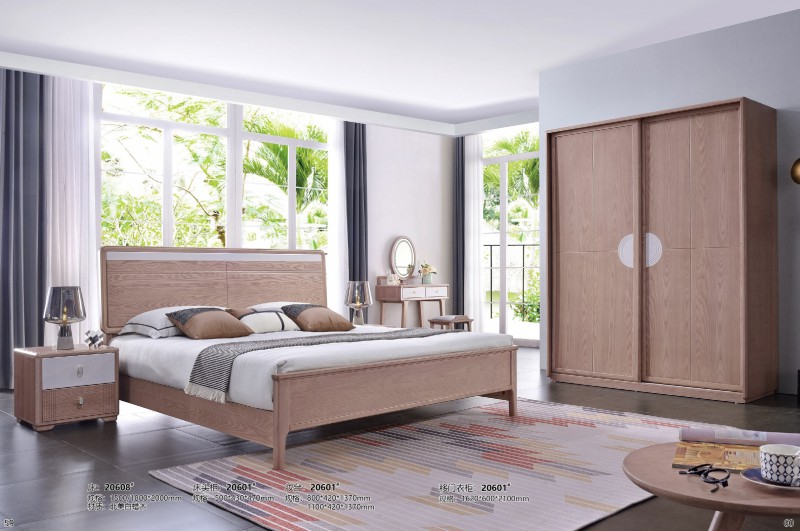 床20608#、床頭柜20601#、妝臺(tái)20601#、移門衣柜20601#