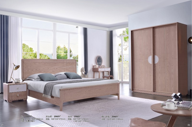 床20607#、床頭柜20601#、妝臺20601#、移門衣柜20601#