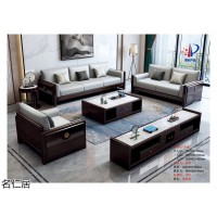 名仁居家具，南康新中式家具，江西紫檀色新中式實(shí)木套房，新中式沙發(fā)、床、餐桌廠家