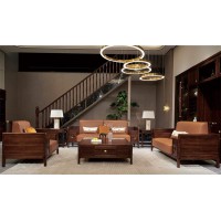 昌龍禾運新中式烏金木1-203#沙發（皮）