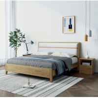 朗朝現代極簡白蠟木L2621#軟包床、L261#床頭柜