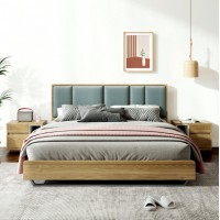 朗朝現代極簡白蠟木L2601#形象床、L263#床頭柜