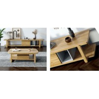 朗朝現(xiàn)代極簡白蠟木L2826#實木電視柜、L283#長茶幾