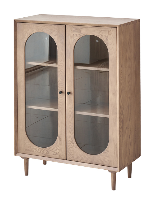 歌樂美北歐復古白蠟木S3010-1#玻璃門書柜