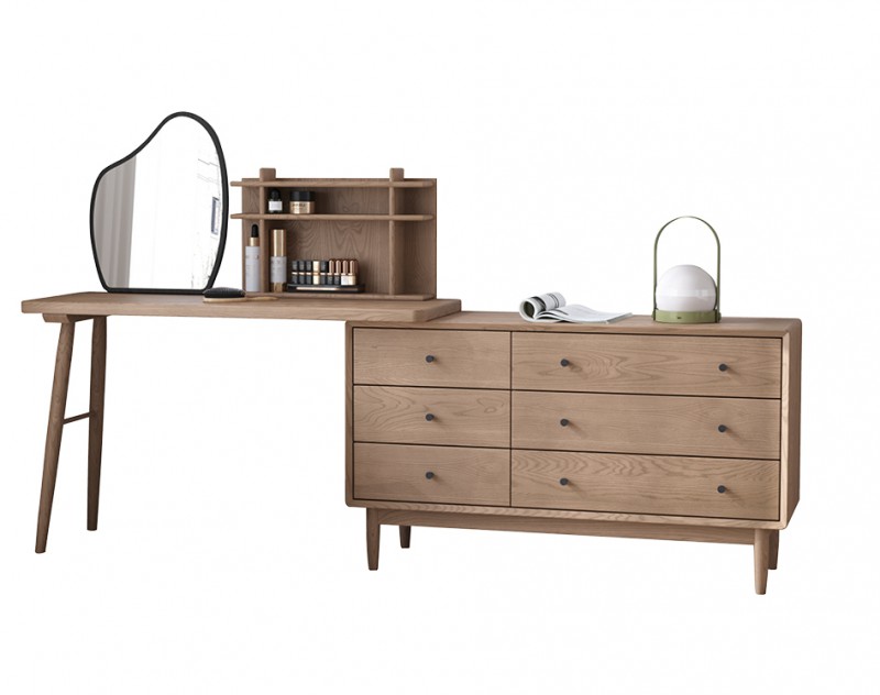 歌樂美北歐復(fù)古白蠟?zāi)維1052#妝臺+斗柜