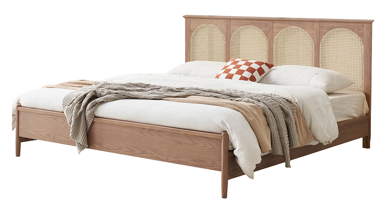 歌樂美北歐復古白蠟木S1033#床（框架 高箱）