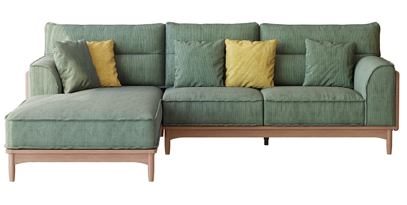 歌樂美北歐復古白蠟木S2065#雙人位+轉角沙發