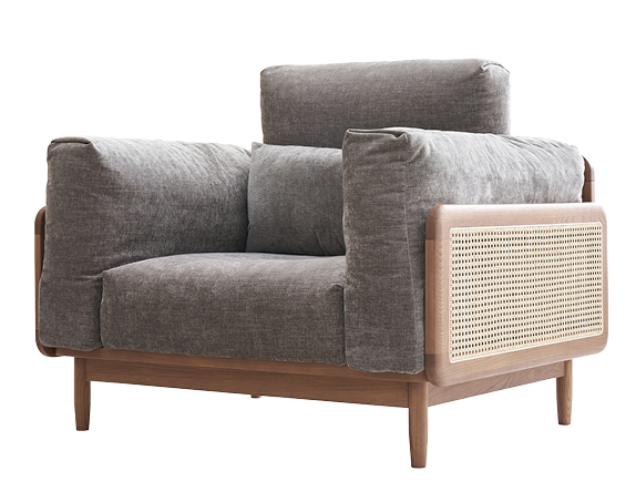 歌樂美北歐復古白蠟木S2018#單人位沙發