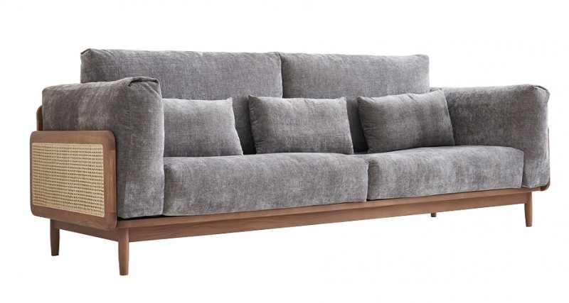 歌樂美北歐復古白蠟木S2018#三人位沙發