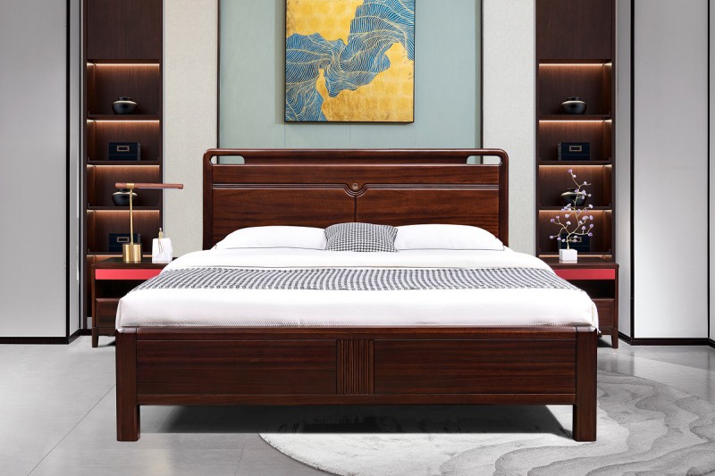 百福源康新中式烏金檀木床9203#