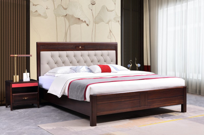 百福源康新中式烏金檀木床9202#2