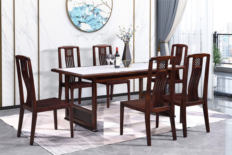 百福源康新中式烏金檀木餐桌9101#