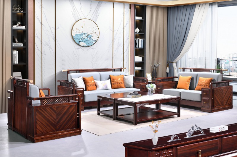 百福源康新中式烏金檀木沙發9301#大官帽常規