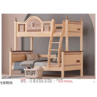 南康子母床，江西實木木蠟油子母床，宿舍上下床工程定制，七彩陽光家具廠家