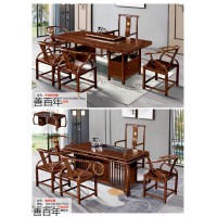 善百年茶空間家具，南康古典新中式實木茶臺、茶桌、博古架，江西實木大板生產廠家