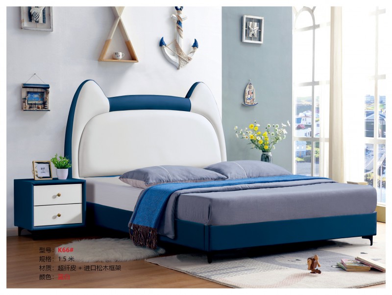 青少年兒童軟體床K66#（藍白）