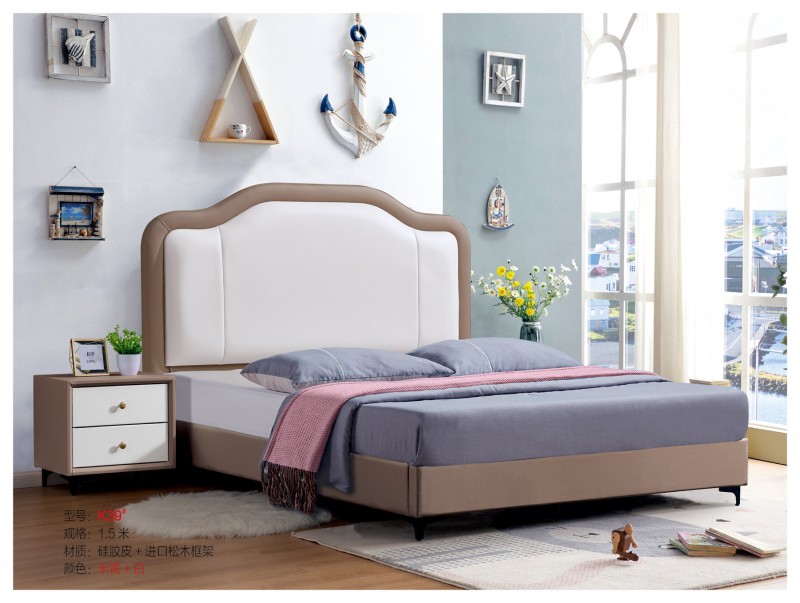 青少年兒童軟體床K39#（米黃+白）