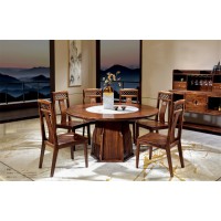 昌龍禾運新中式烏金木巖板圓桌1-509#、餐椅1-517#