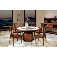 昌龍禾運新中式烏金木巖板圓桌1-505#、餐椅1-519#