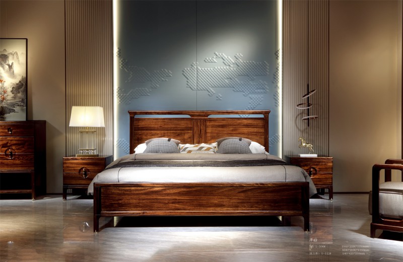 新中式床1-106#、床頭柜1-112#