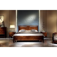 昌龍禾運新中式烏金木床1-106#、床頭柜1-112#