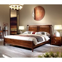 昌龍禾運新中式烏金木床1-107#、床頭柜1-115#