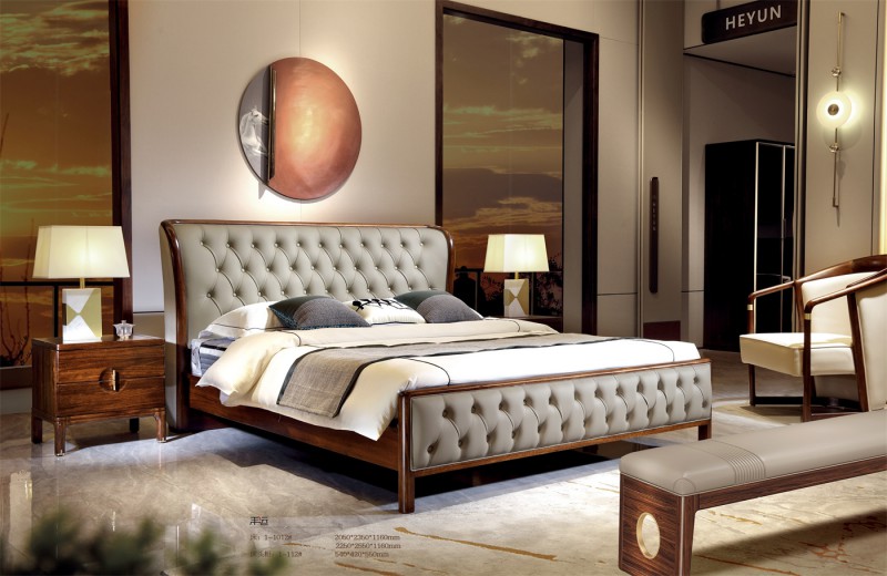 新中式床1-1012#、床頭柜1-112#