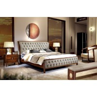 昌龍禾運新中式烏金木床1-1012#、床頭柜1-112#