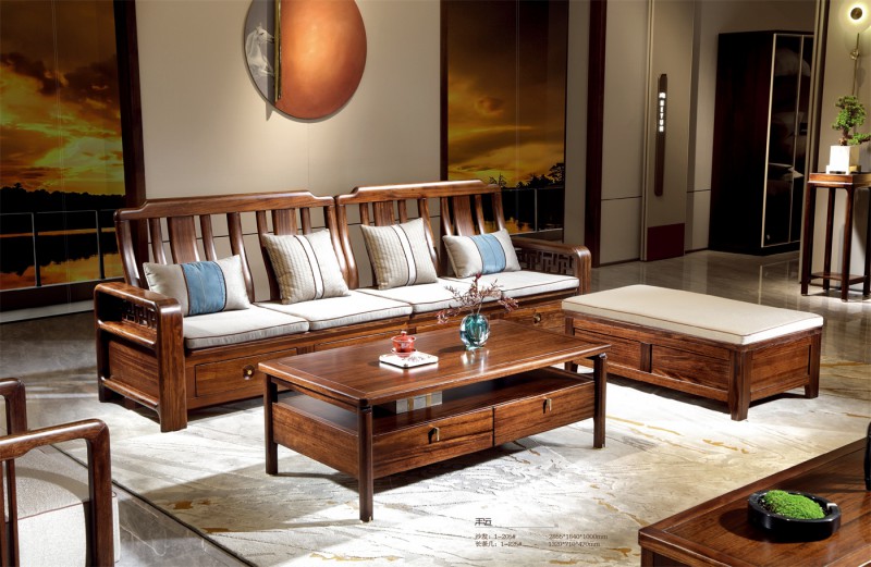 新中式沙發1-205#、長茶幾1-225#