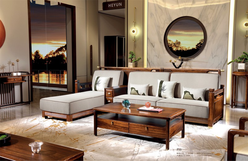 新中式轉(zhuǎn)角沙發(fā)1-2013#、長茶幾1-225#