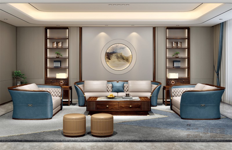 新中式沙發1-2018#、長茶幾1-2231#、角幾1-226（實木）#