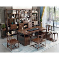 衛(wèi)府里新中式烏金木CT620茶臺(干泡款)、BG601茶水邊柜、CY628皇冠椅、CY629中元椅