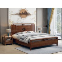 衛府里新中式烏金木C615床、CG603床頭柜