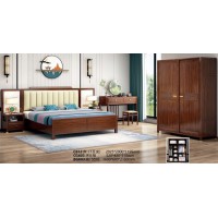 衛府里新中式烏金木C612床、CG603床頭柜、BG603趟門衣柜